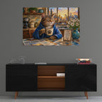 Stained Glass Style Cat Morning CHICAGO I by Veve - 36x24 acrylic wall art in a room