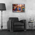Stained Glass Style Cat Morning Miami by Veve - 24x16 acrylic wall art in a room