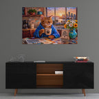 Stained Glass Style Cat Morning Miami by Veve - 36x24 acrylic wall art in a room