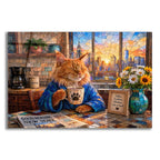 Stained Glass Style Cat Morning NY by Veve acrylic glass wall art