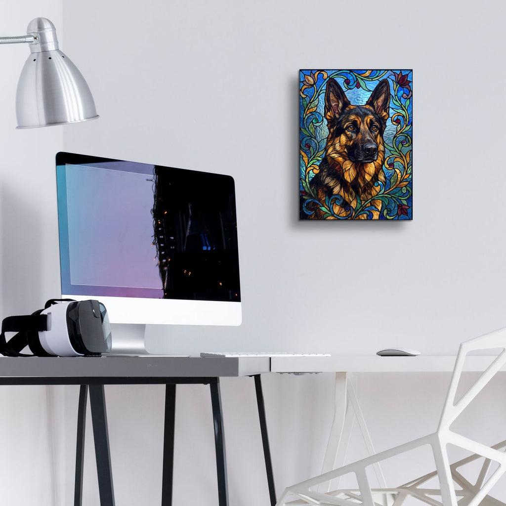 Stained Glass Style German Shepherd by Veve - 12x16 acrylic wall art in a room