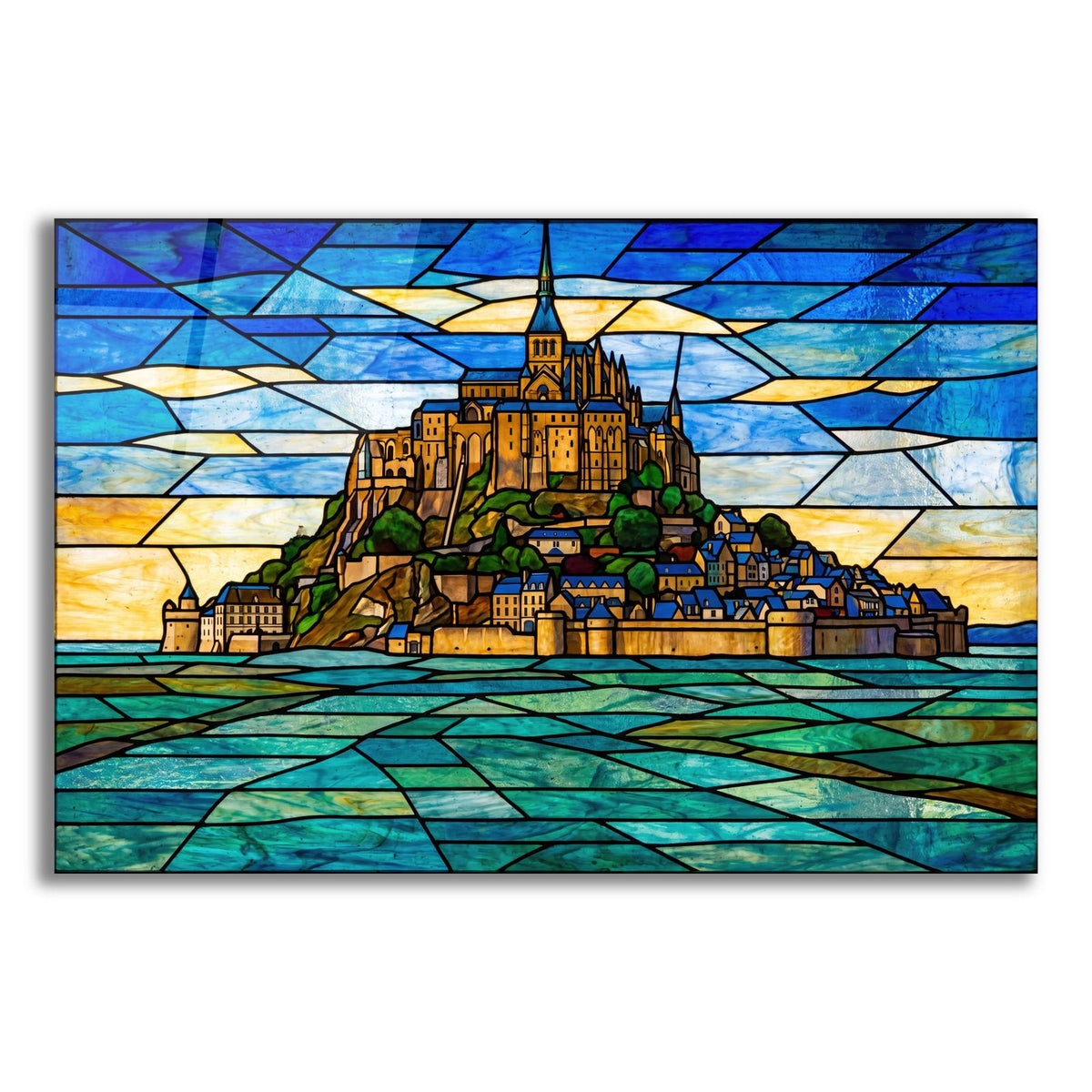 Stained Glass Style Mont-Saint Michel II by Veve acrylic glass wall art