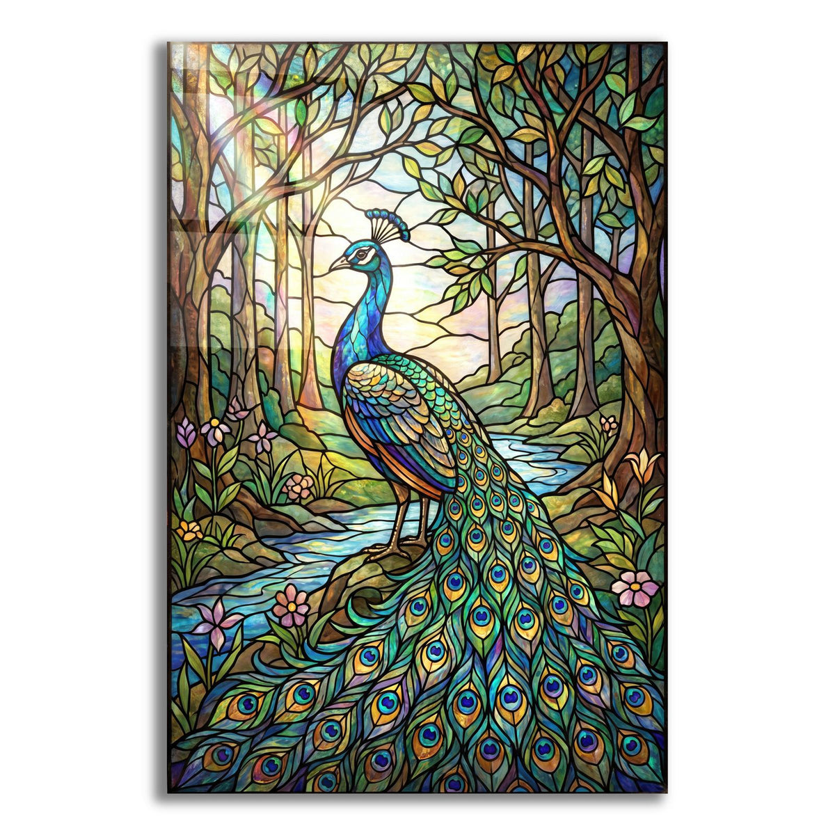 Stained Glass Style Peacock by Veve acrylic glass wall art