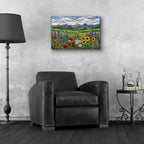 Stained Glass Style Wildflower Mountain Meadow by Veve - 24x16 acrylic wall art in a room
