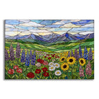 Stained Glass Style Wildflower Mountain Meadow by Veve acrylic glass wall art