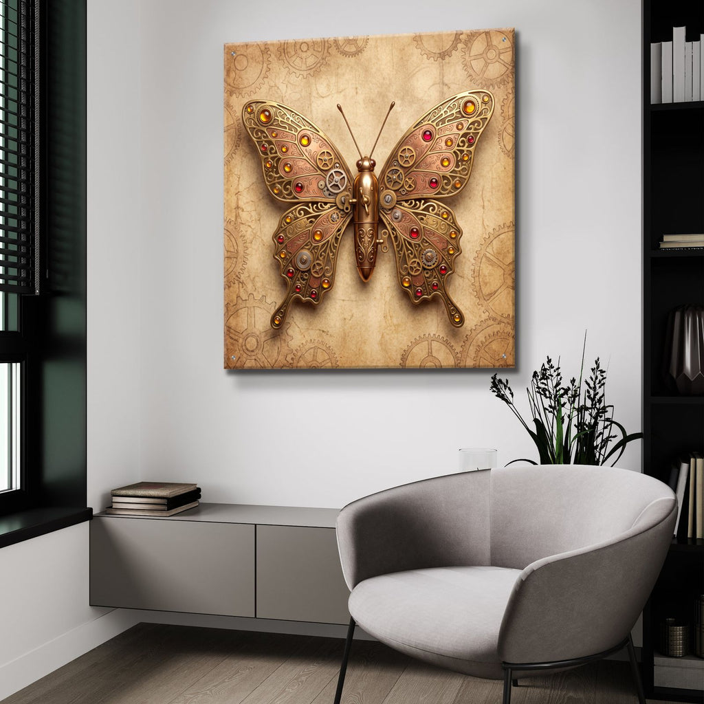 Steampunk Butterfly Ruby Copper by Veve - 36x36 acrylic wall art in a room