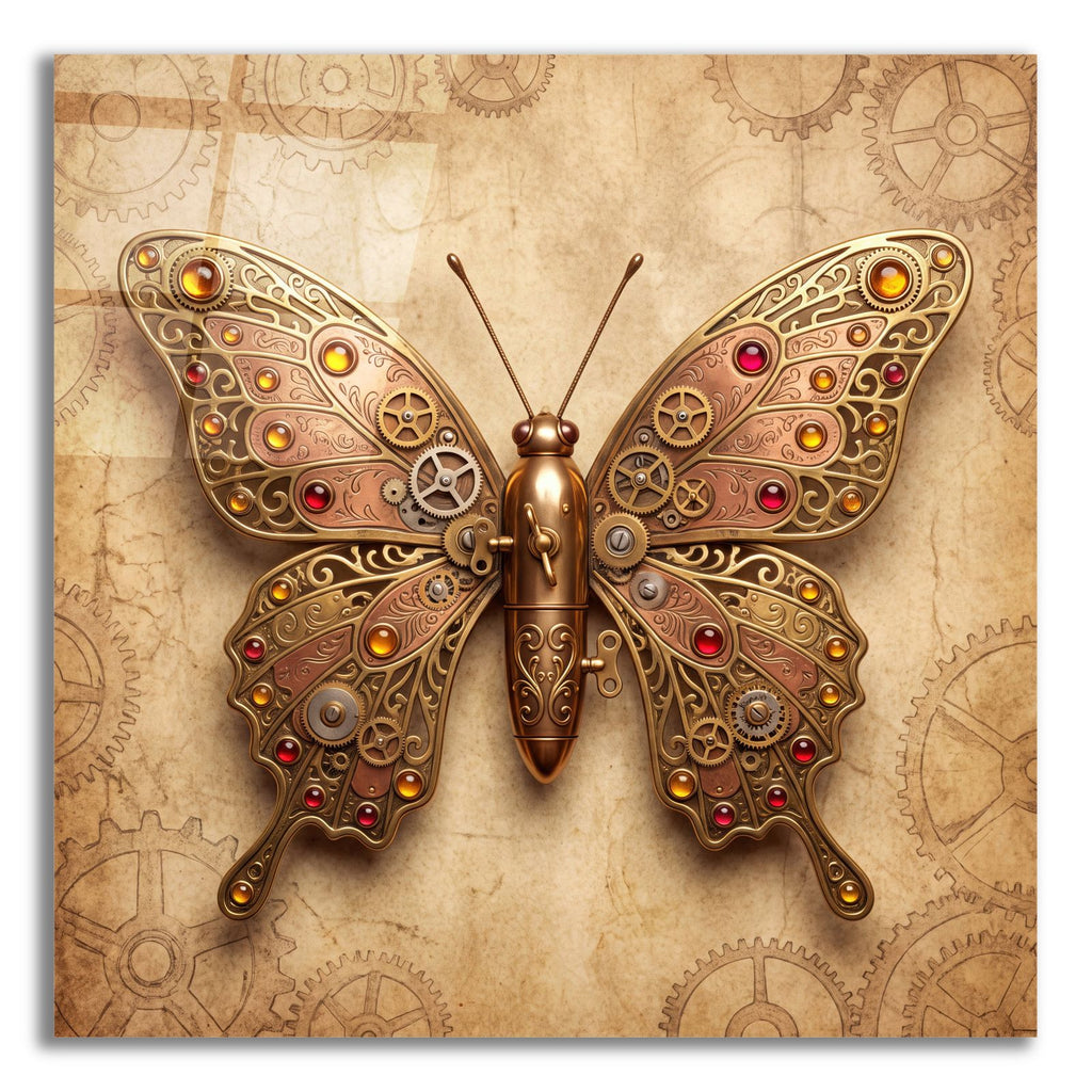 Steampunk Butterfly Ruby Copper by Veve acrylic glass wall art
