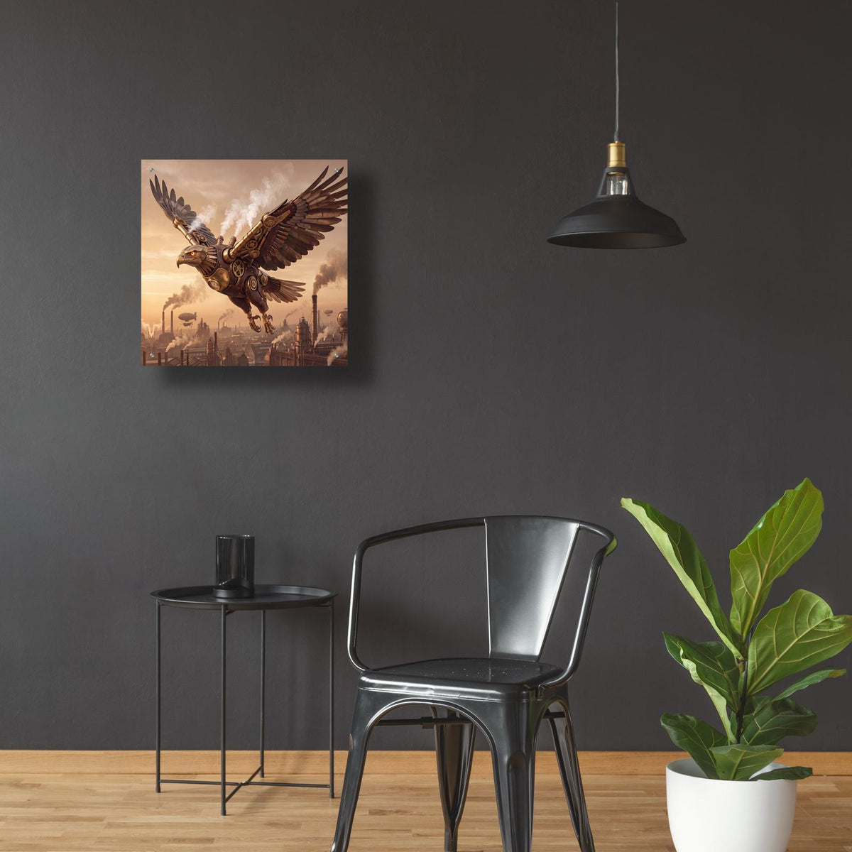 Steampunk Eagle City by Veve - 24x24 acrylic wall art in a room