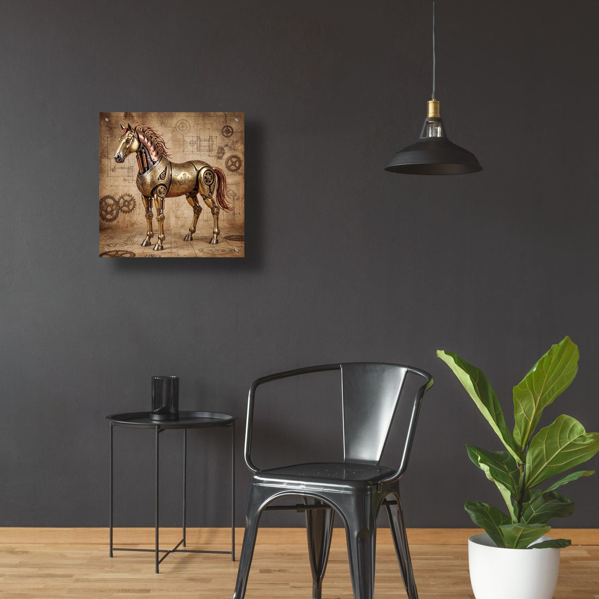 Steampunk Horse by Veve - 24x24 acrylic wall art in a room