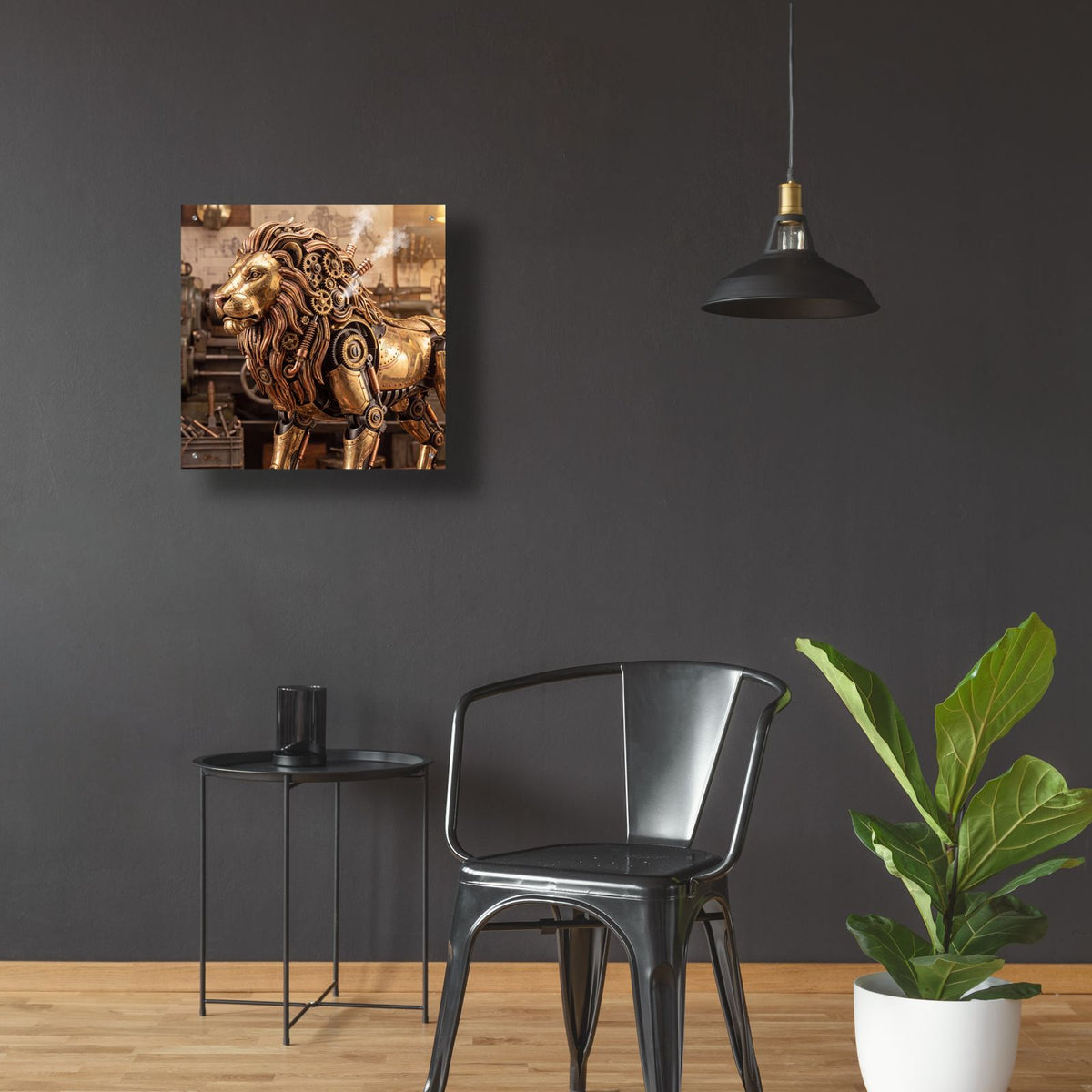 Steampunk Lion by Veve - 24x24 acrylic wall art in a room