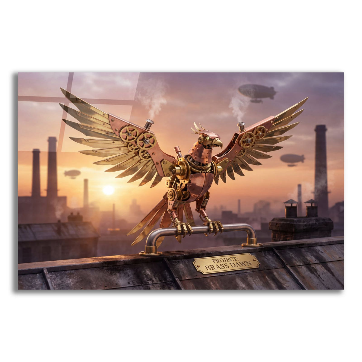 Steampunk Phoenix Brass Dawn by Veve acrylic glass wall art