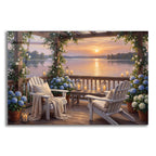 Summer Sunset Lake Porch White Adirondacks by Veve acrylic glass wall art