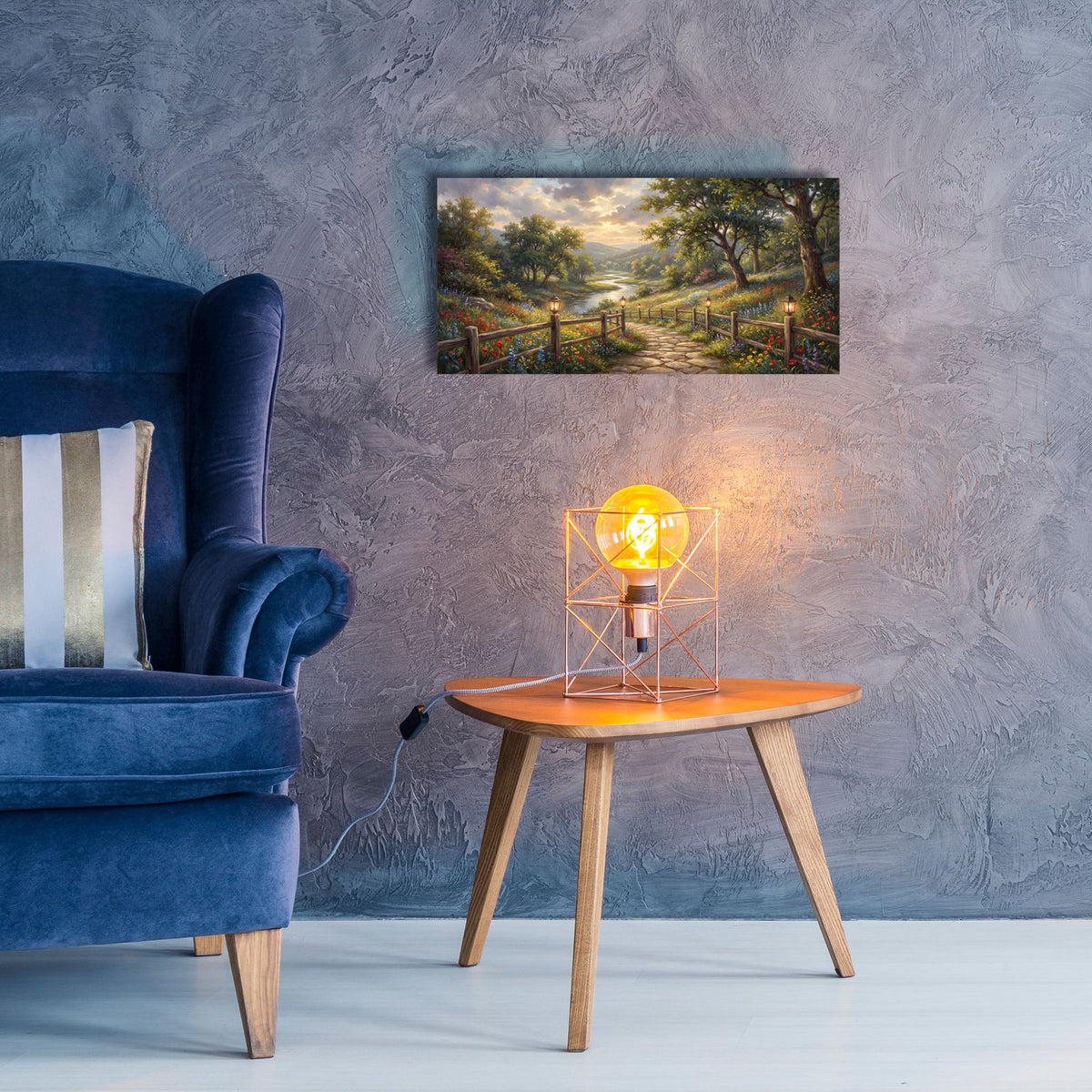 Summer Wildflower Valley Rustic Mountain Path Landscape by Veve - 24x12 acrylic wall art in a room