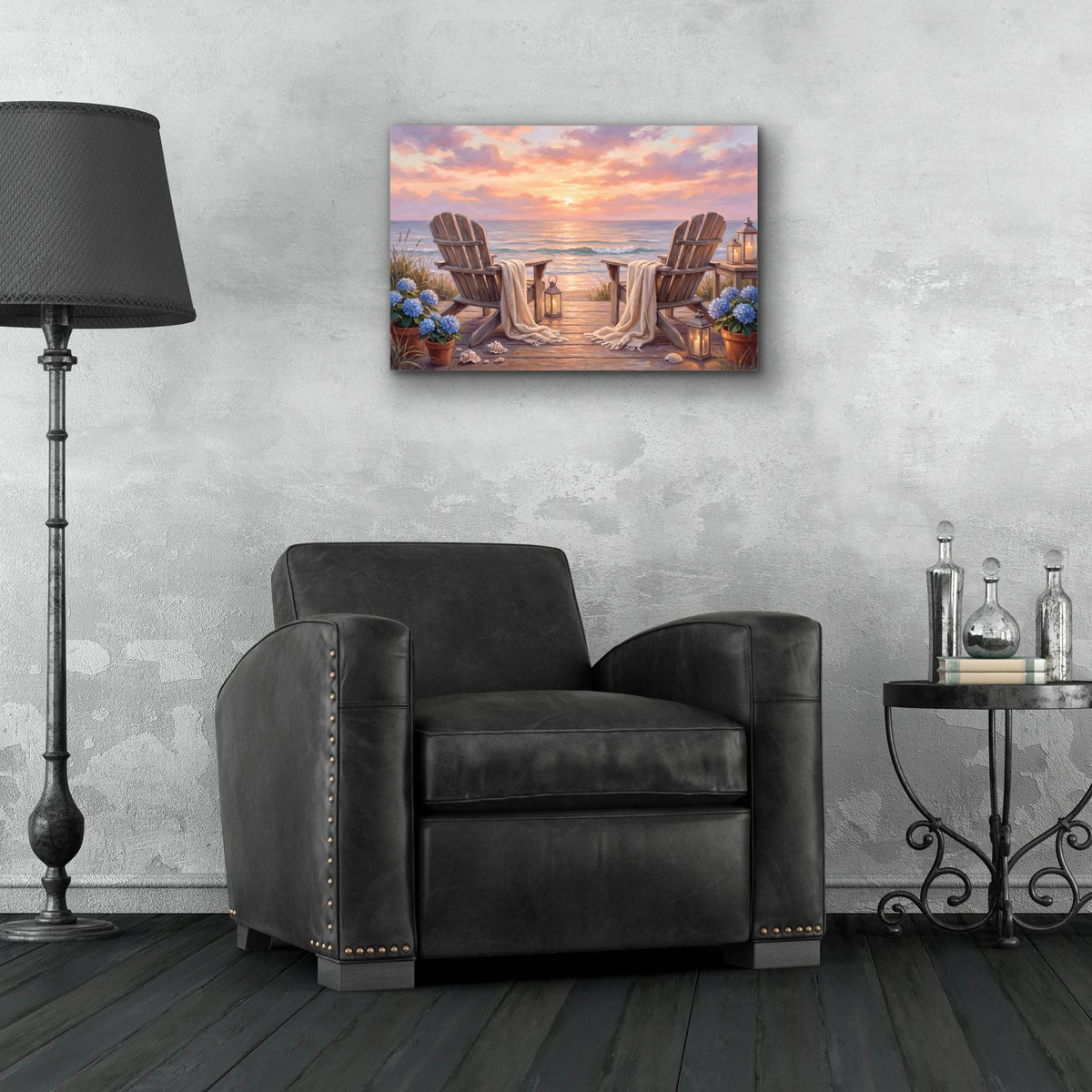 Sunset Beside Ocean by Veve - 24x16 acrylic wall art in a room