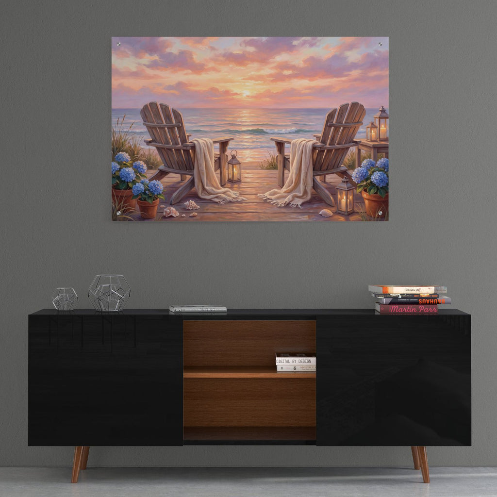 Sunset Beside Ocean by Veve - 36x24 acrylic wall art in a room