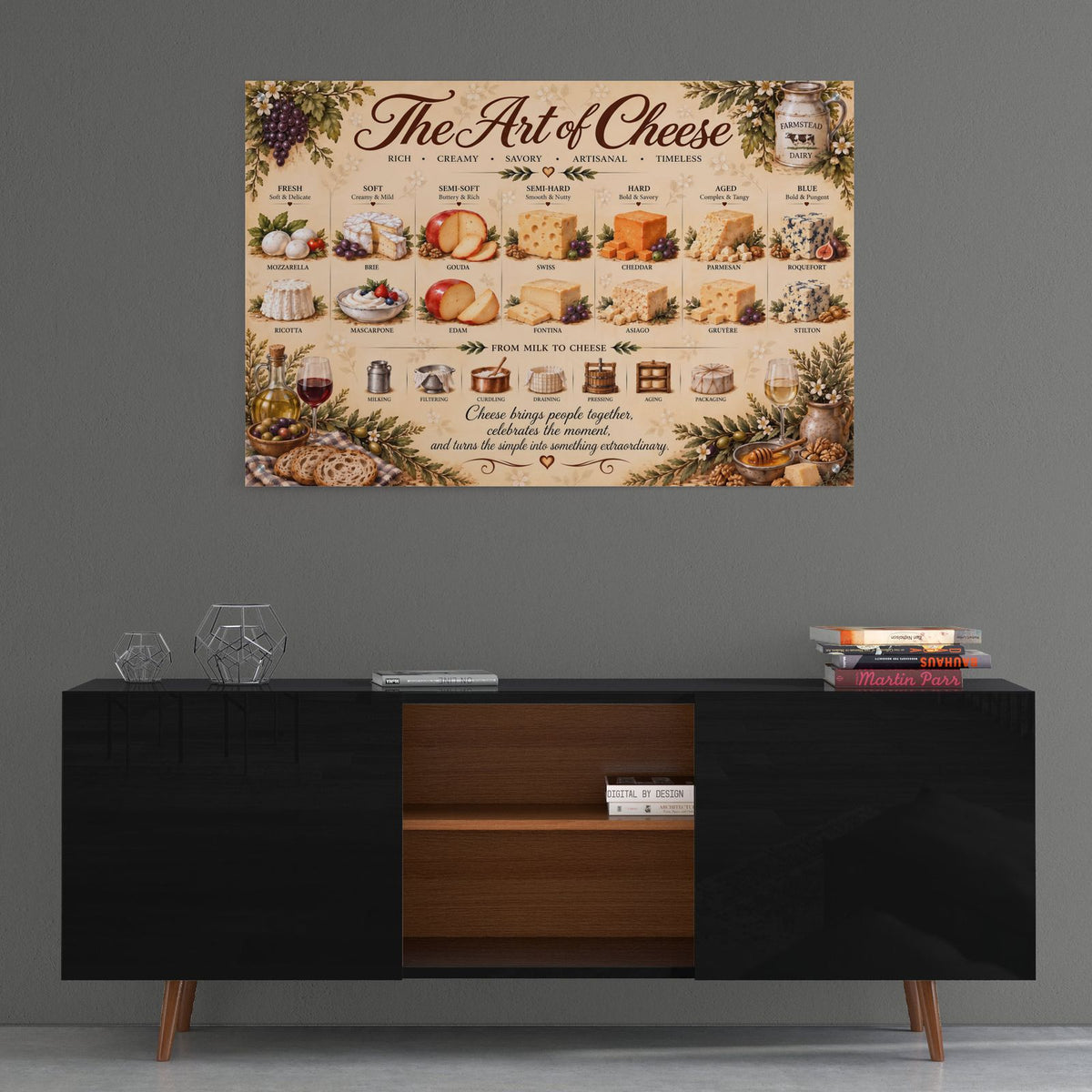 The Art of Cheese by Veve - 36x24 acrylic wall art in a room