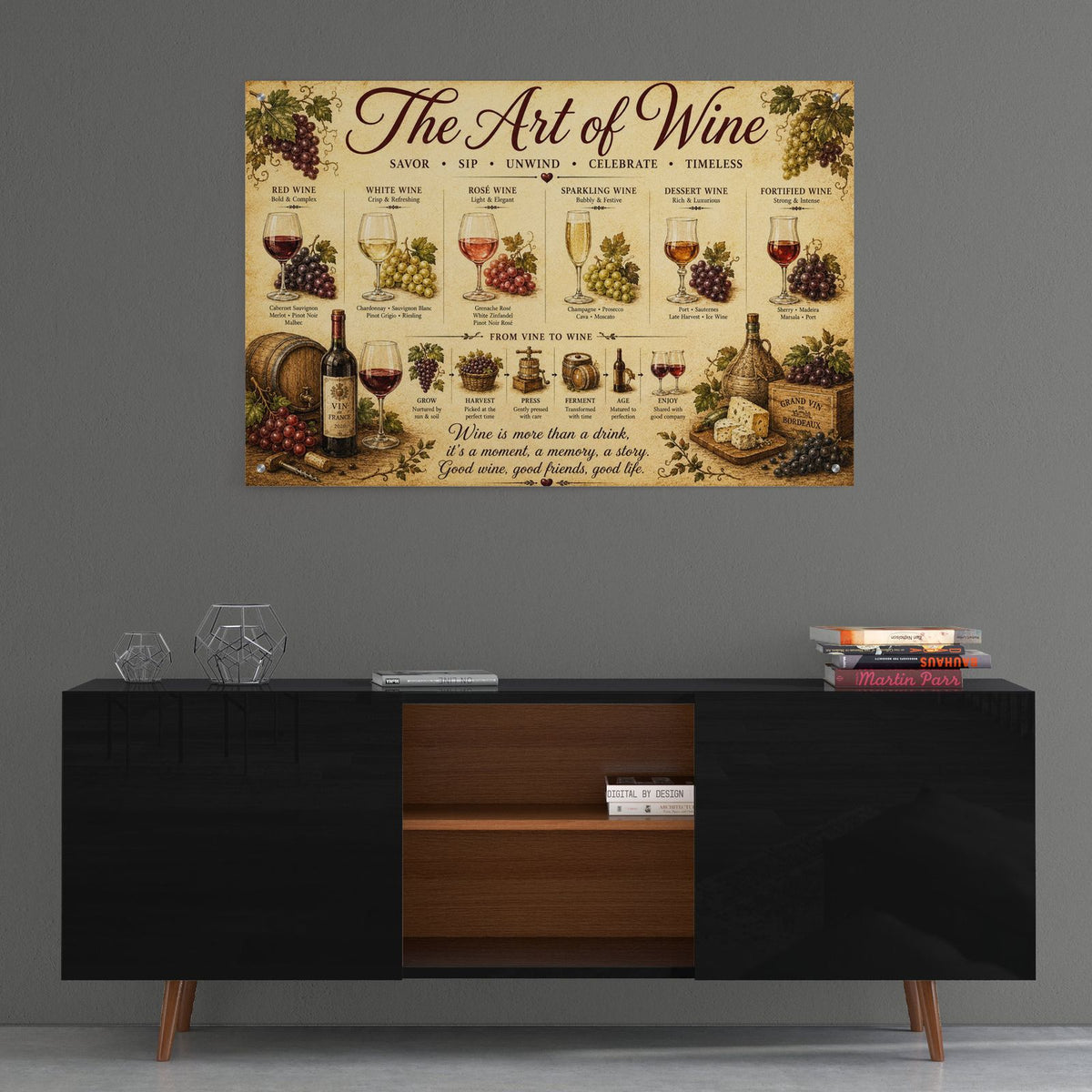 The Art of Wine by Veve - 36x24 acrylic wall art in a room