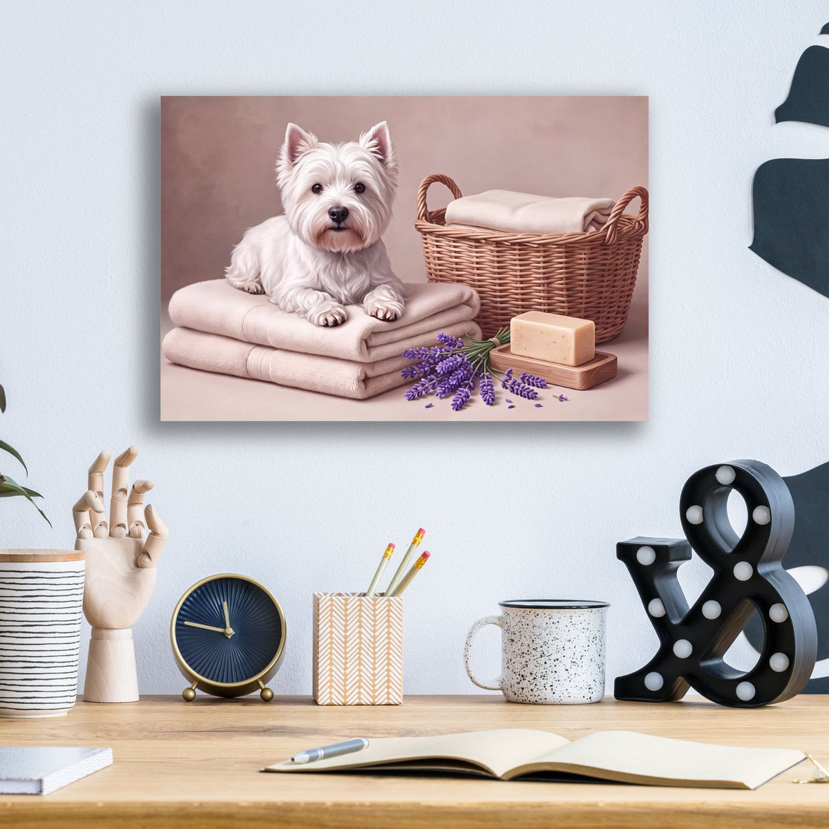 Westie Laundry Room Helper by Veve - 16x12 acrylic wall art in a room