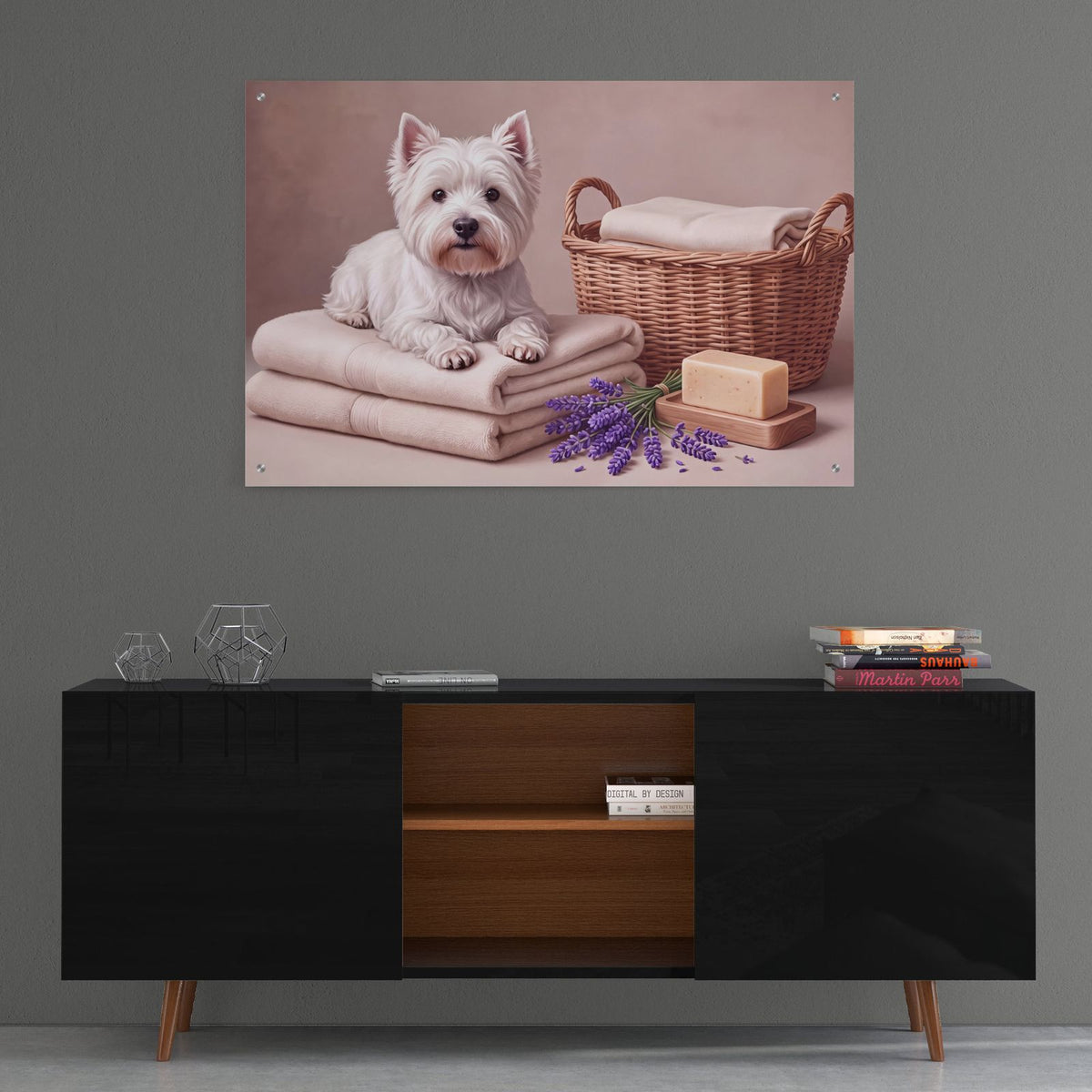 Westie Laundry Room Helper by Veve - 36x24 acrylic wall art in a room