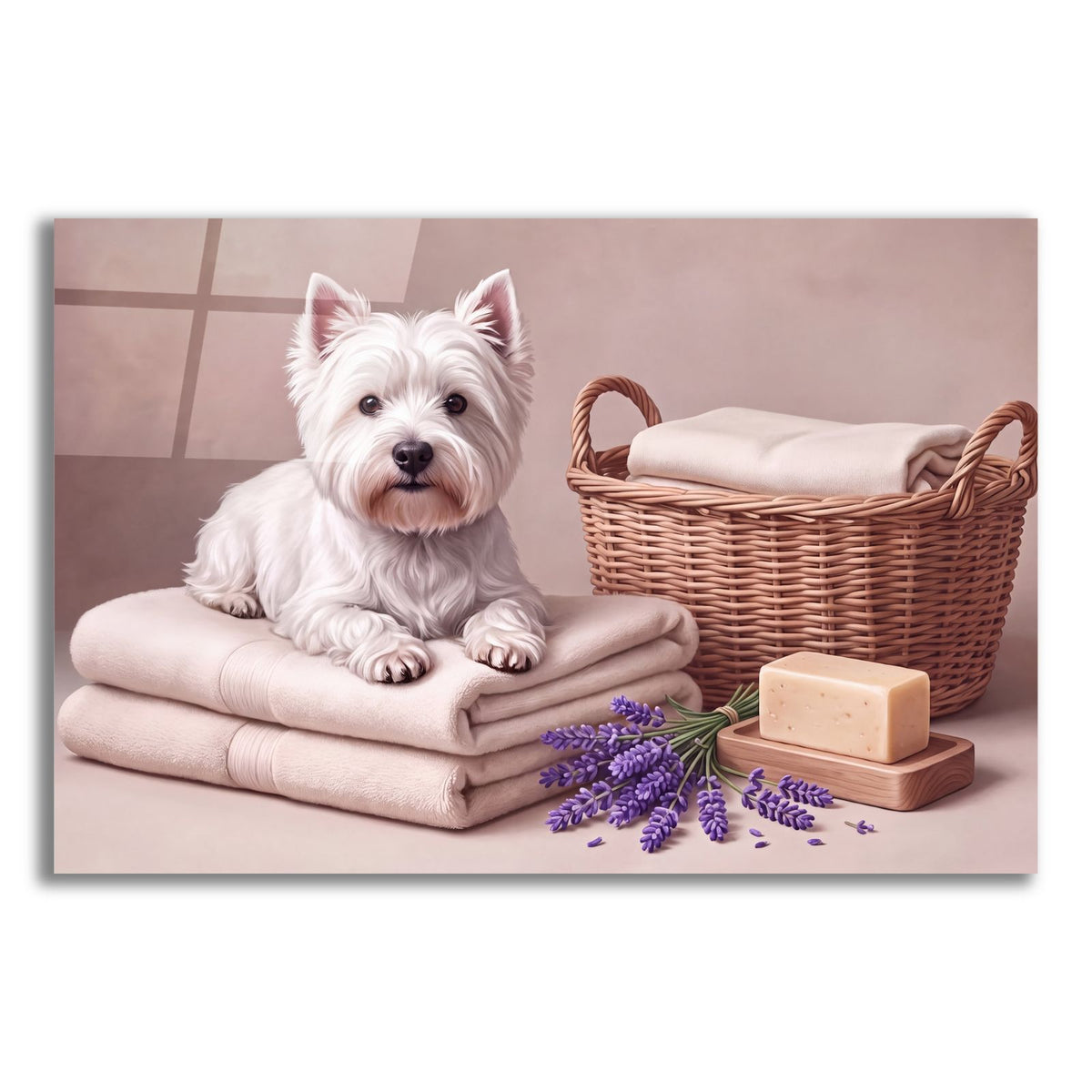 Westie Laundry Room Helper by Veve acrylic glass wall art