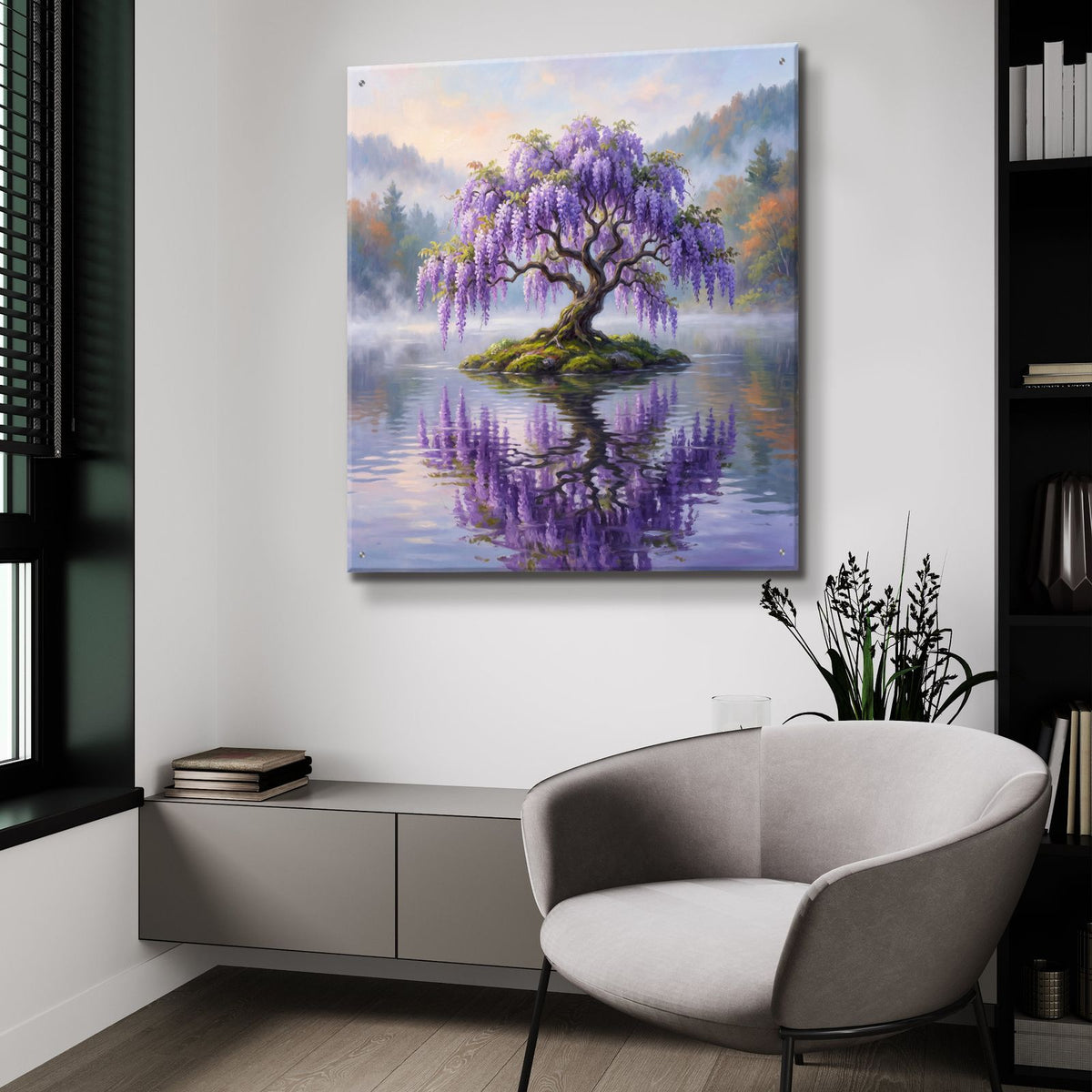 Wisteria Reflections by Veve - 36x36 acrylic wall art in a room