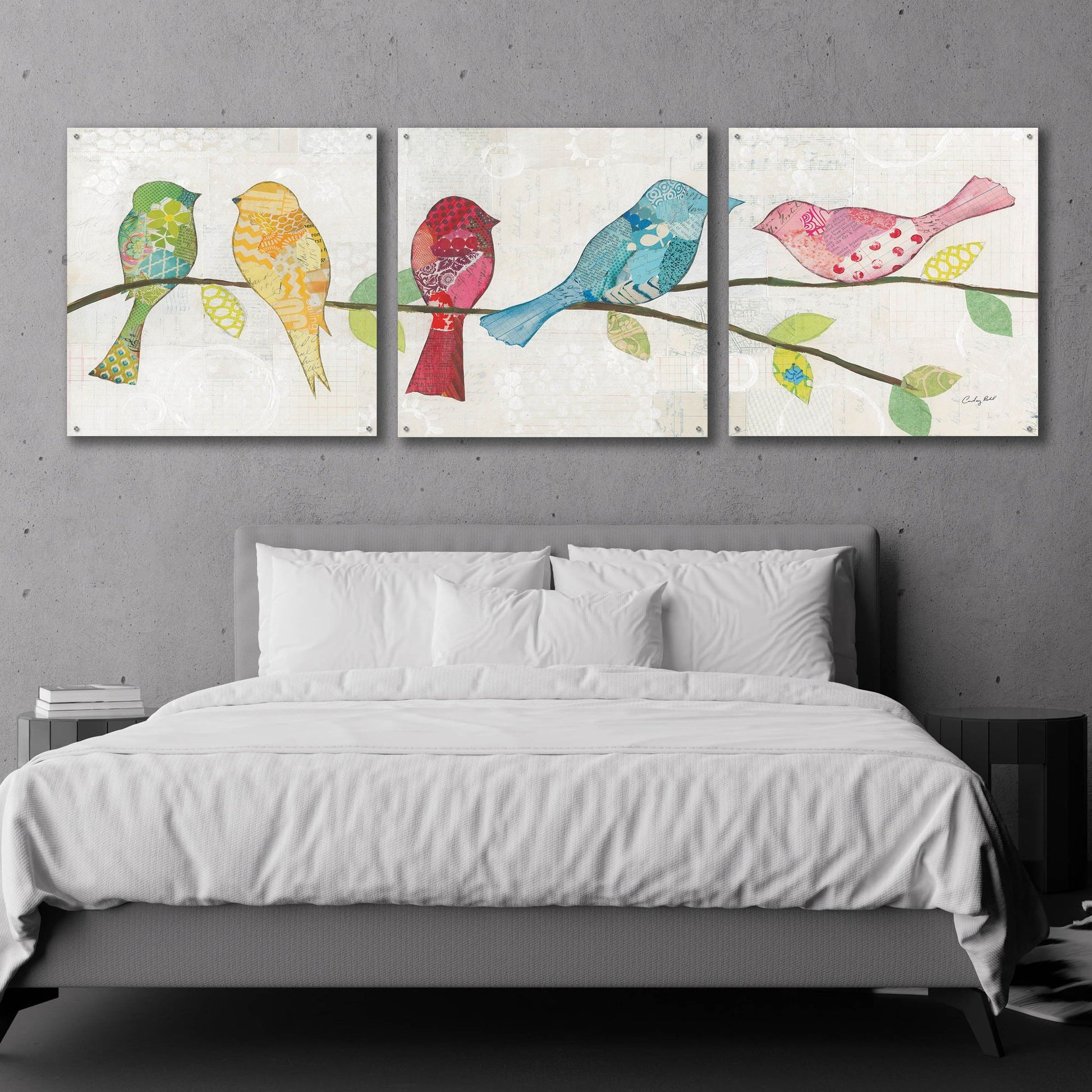 Epic Art 'Catching Up I' by Courtney Prahl, Acrylic Glass Wall Art, 3 Piece Set,108x36