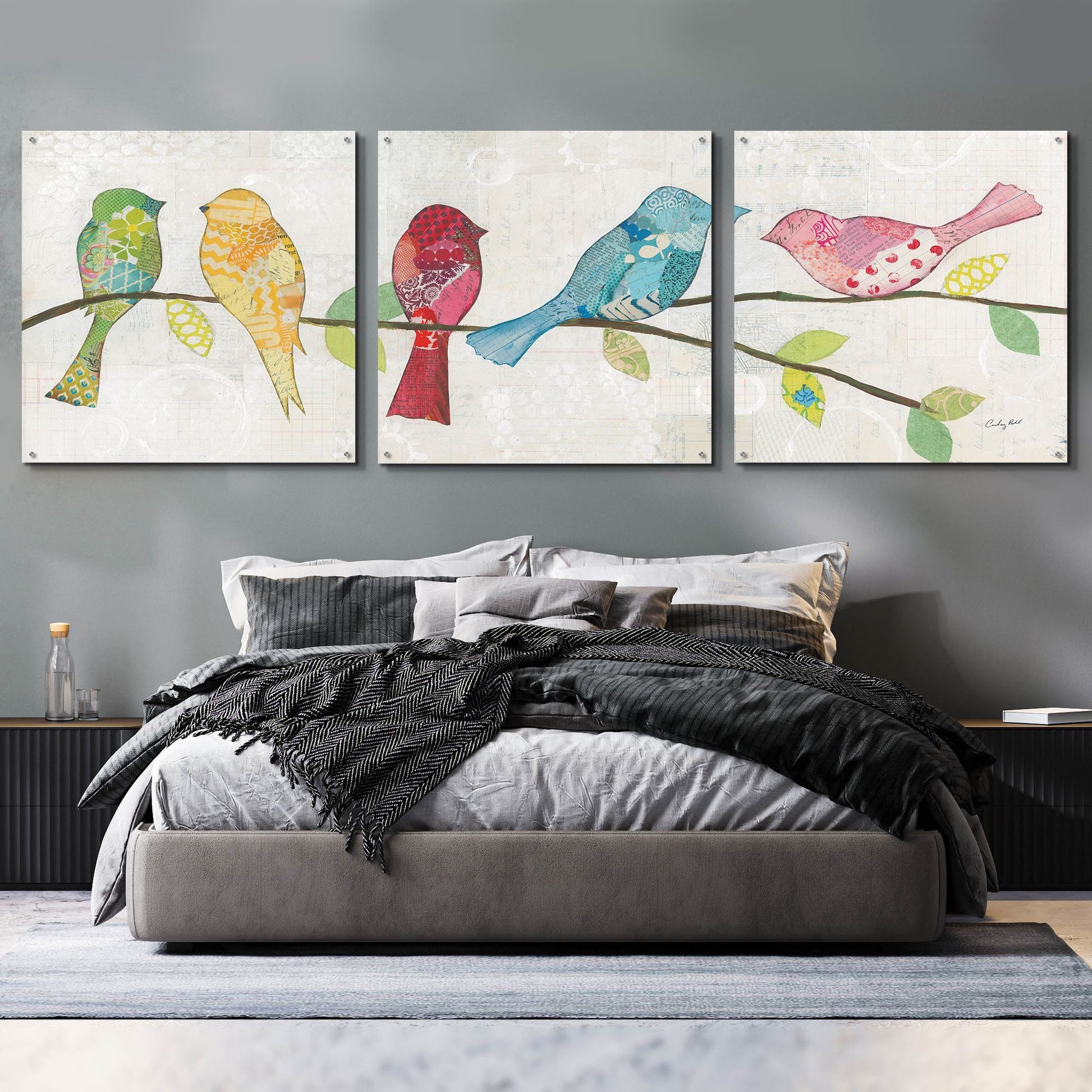 Epic Art 'Catching Up I' by Courtney Prahl, Acrylic Glass Wall Art, 3 Piece Set,108x36