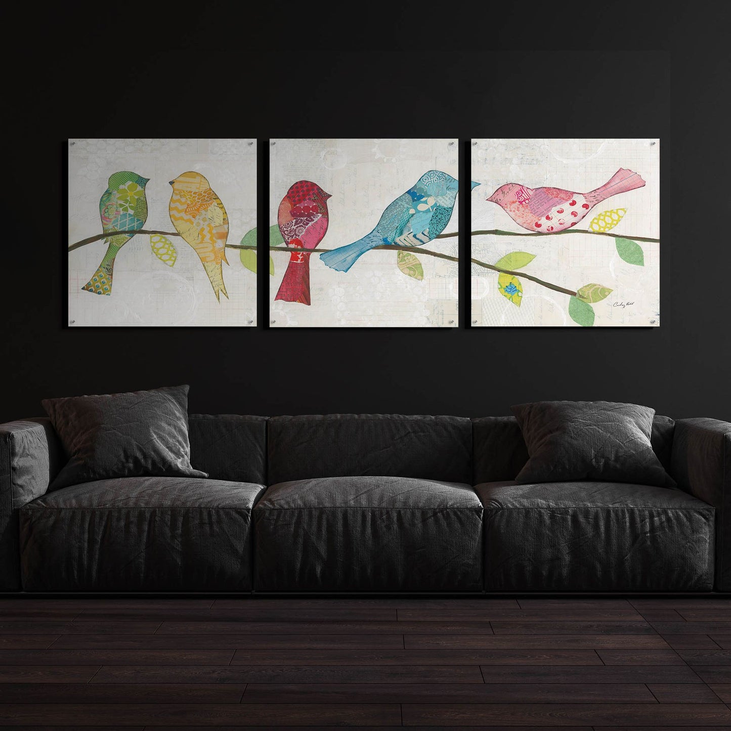 Epic Art 'Catching Up I' by Courtney Prahl, Acrylic Glass Wall Art, 3 Piece Set,108x36