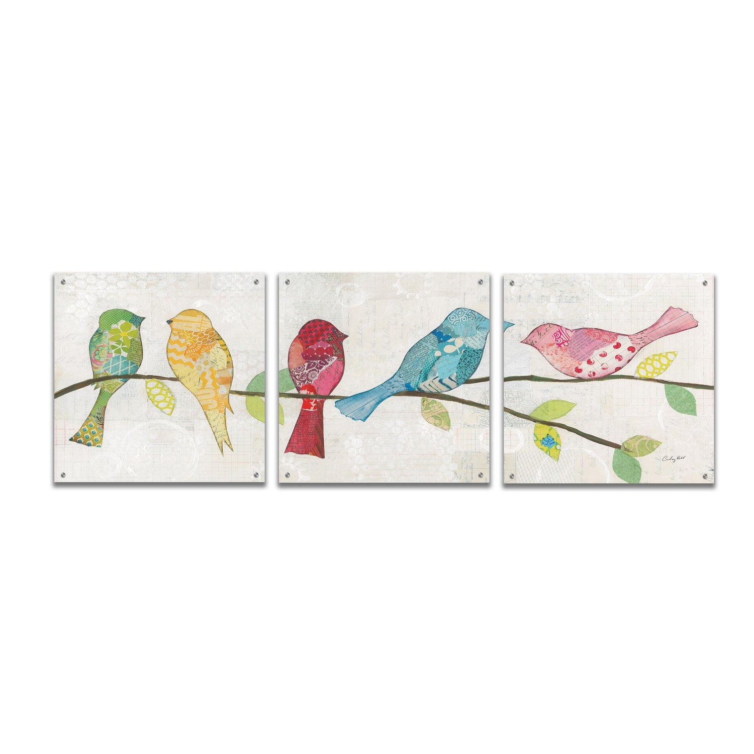 Epic Art 'Catching Up I' by Courtney Prahl, Acrylic Glass Wall Art, 3 Piece Set