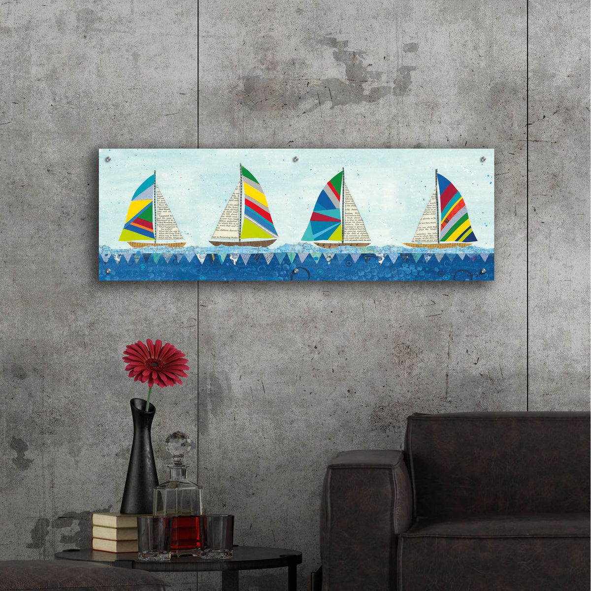 Rainbow Spinnakers V by Courtney Prahl - 48x16 acrylic wall art in a room