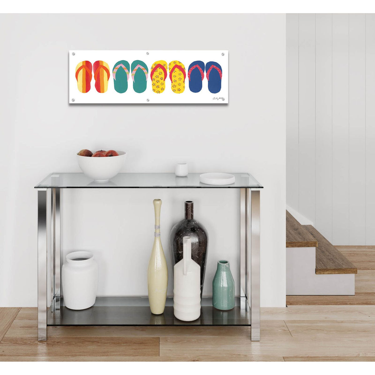 Sea Sand Sun VIII by Courtney Prahl - 36x12 acrylic wall art in a room