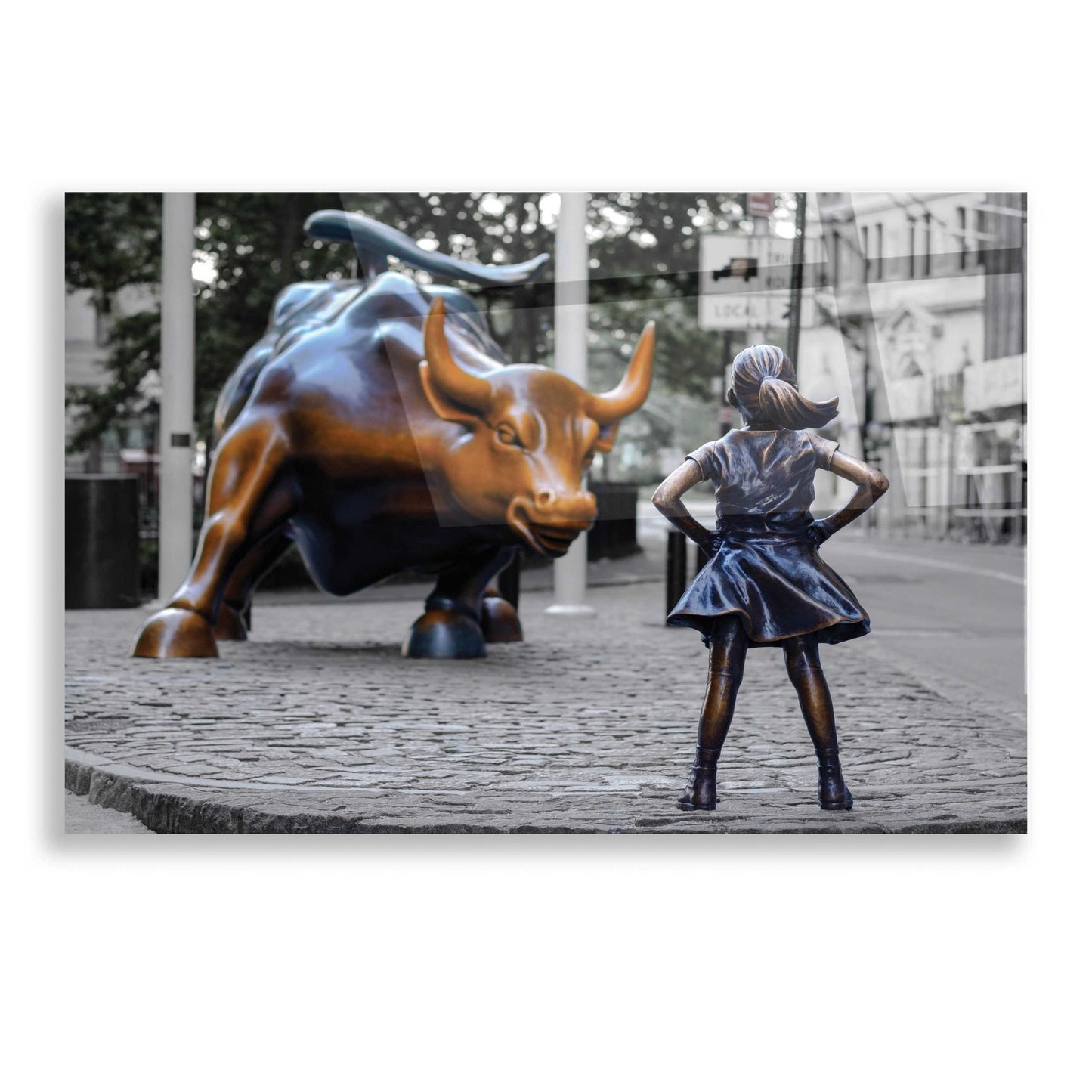 Epic Art 'Fearless Girl and Charging Bull of Wallstreet,' Acrylic Glass Wall Art,16x12
