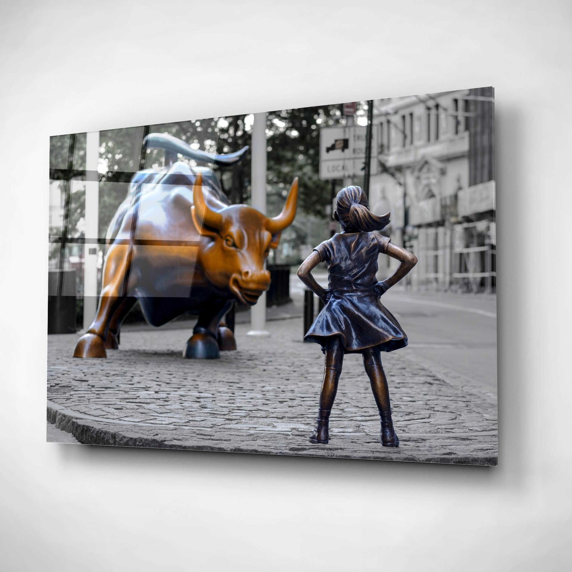 Epic Art 'Fearless Girl and Charging Bull of Wallstreet,' Acrylic Glass Wall Art,24x16