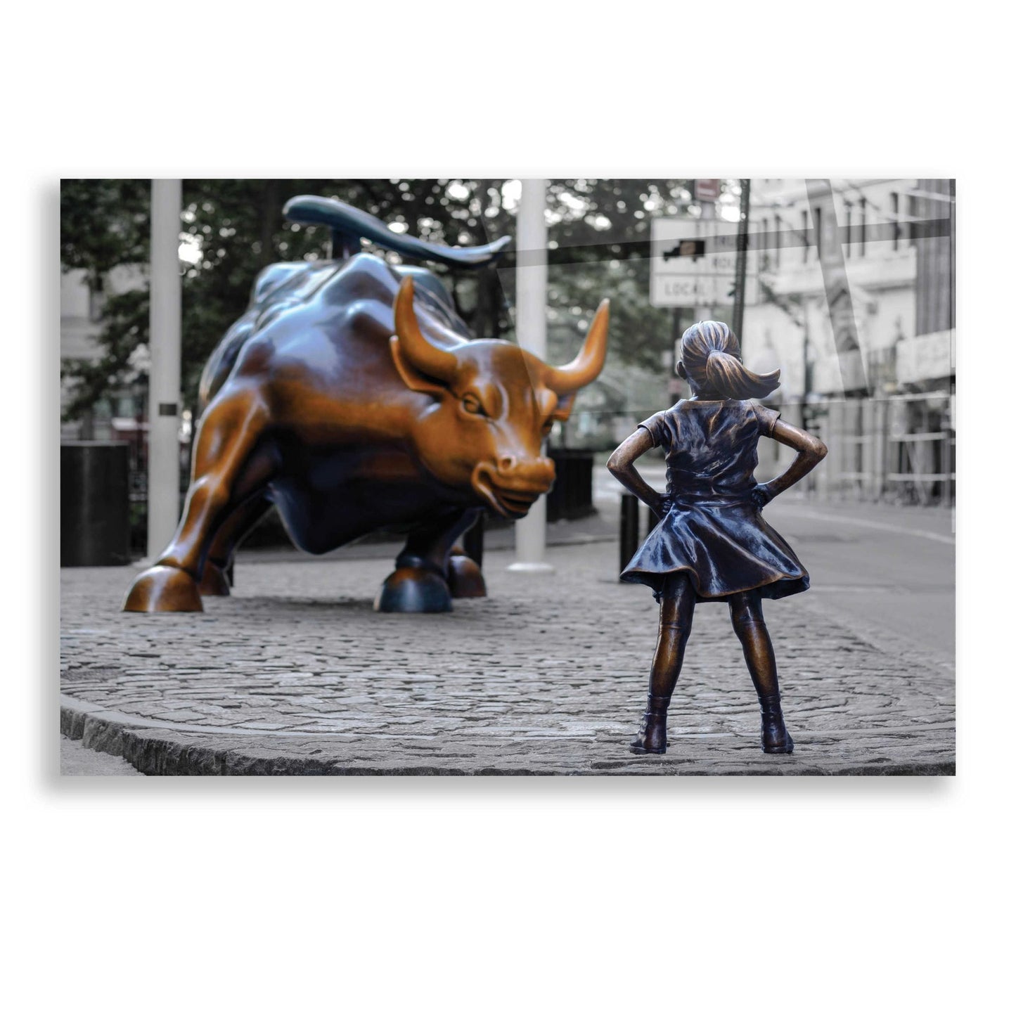 Epic Art 'Fearless Girl and Charging Bull of Wallstreet,' Acrylic Glass Wall Art,24x16