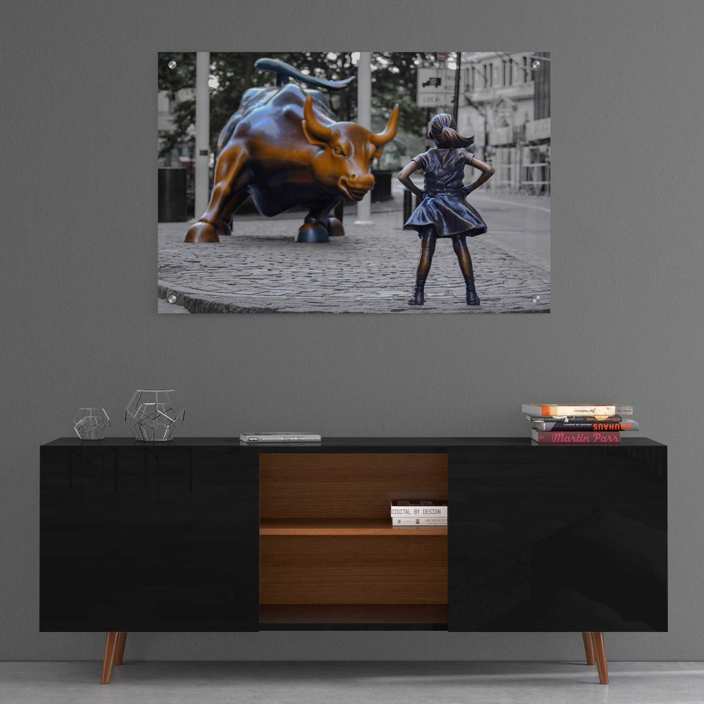 Epic Art 'Fearless Girl and Charging Bull of Wallstreet,' Acrylic Glass Wall Art,36x24