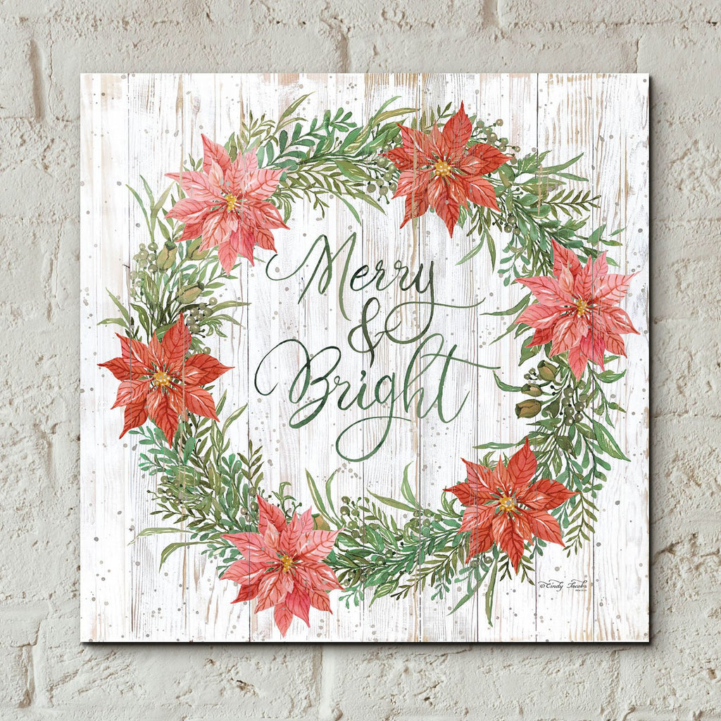 Merry & Bright Wreath by Cindy Jacobs - 12x12 acrylic wall art in a room