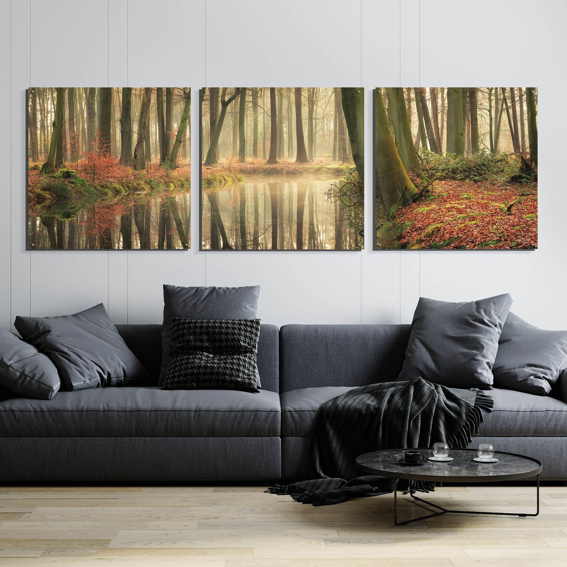 Epic Art 'The Healing Power of Forests' by Martin Podt, Acrylic Glass Wall Art, 3 Piece Set,108x36