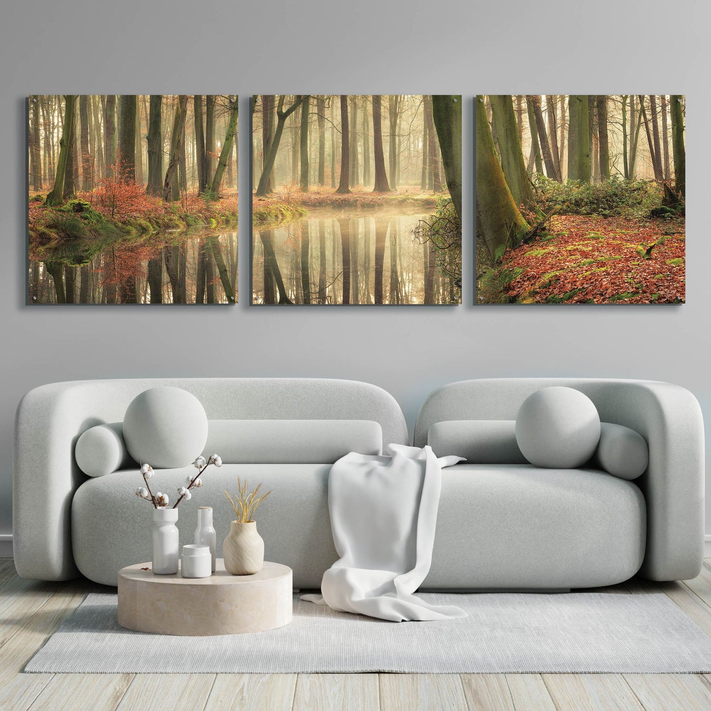 Epic Art 'The Healing Power of Forests' by Martin Podt, Acrylic Glass Wall Art, 3 Piece Set,108x36