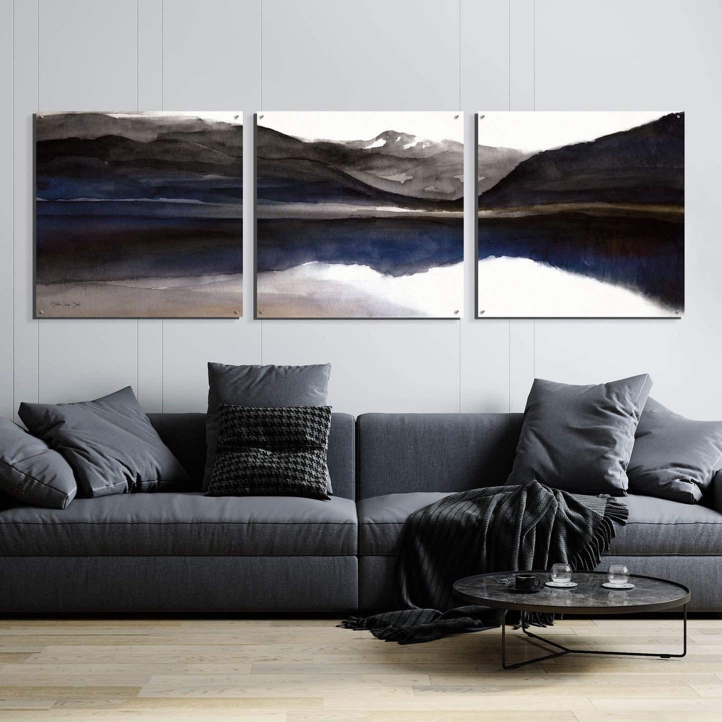 Epic Art 'Reflection Lake 1' by Stellar Design Studio, Acrylic Glass Wall Art, 3 Piece Set,108x36