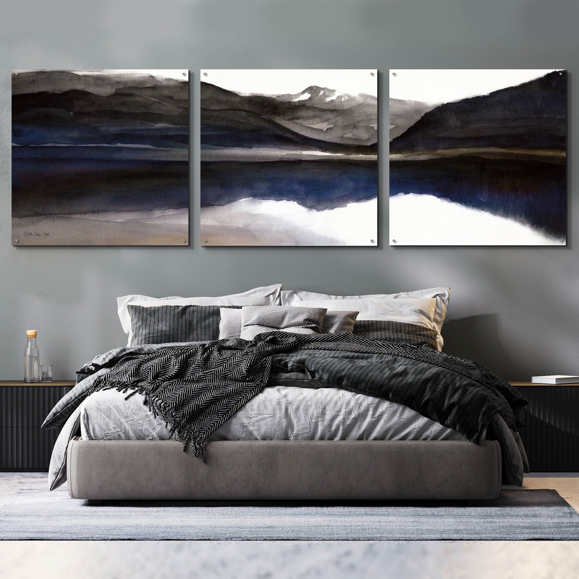 Epic Art 'Reflection Lake 1' by Stellar Design Studio, Acrylic Glass Wall Art, 3 Piece Set,108x36