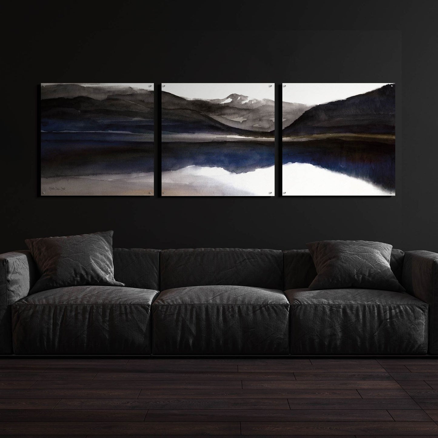 Epic Art 'Reflection Lake 1' by Stellar Design Studio, Acrylic Glass Wall Art, 3 Piece Set,108x36