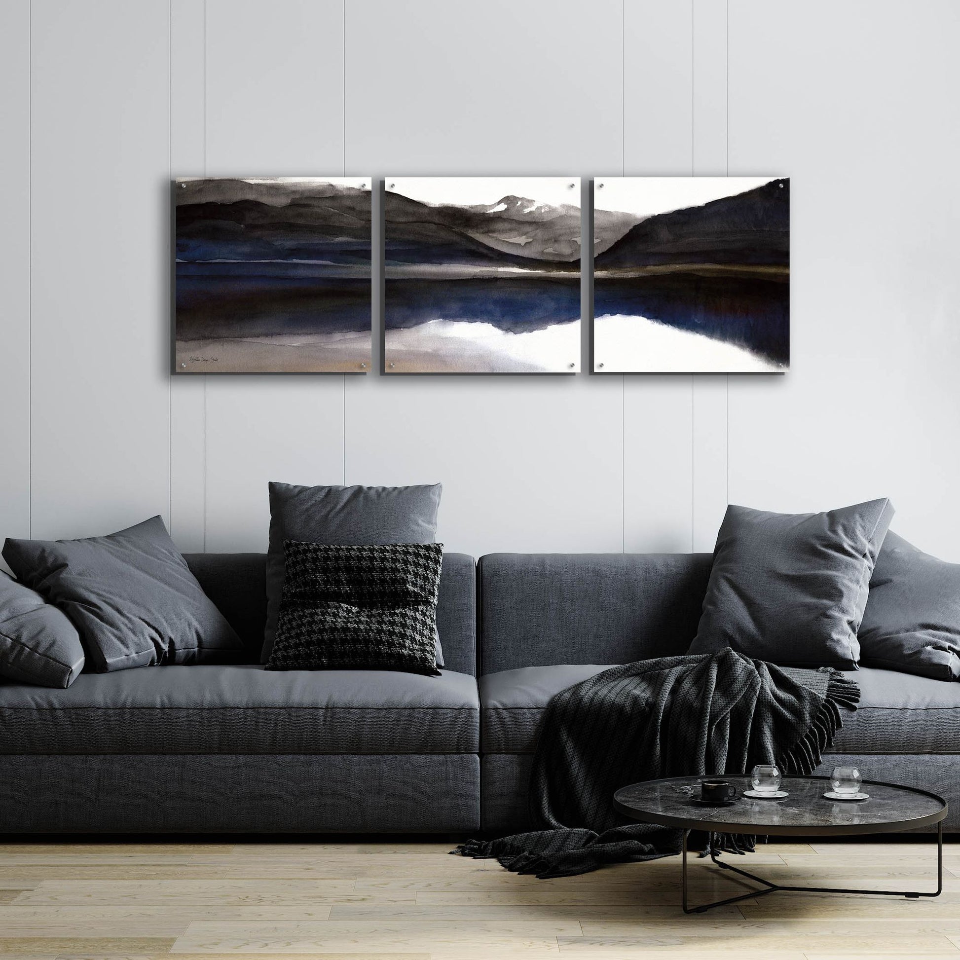 Epic Art 'Reflection Lake 1' by Stellar Design Studio, Acrylic Glass Wall Art, 3 Piece Set,72x24