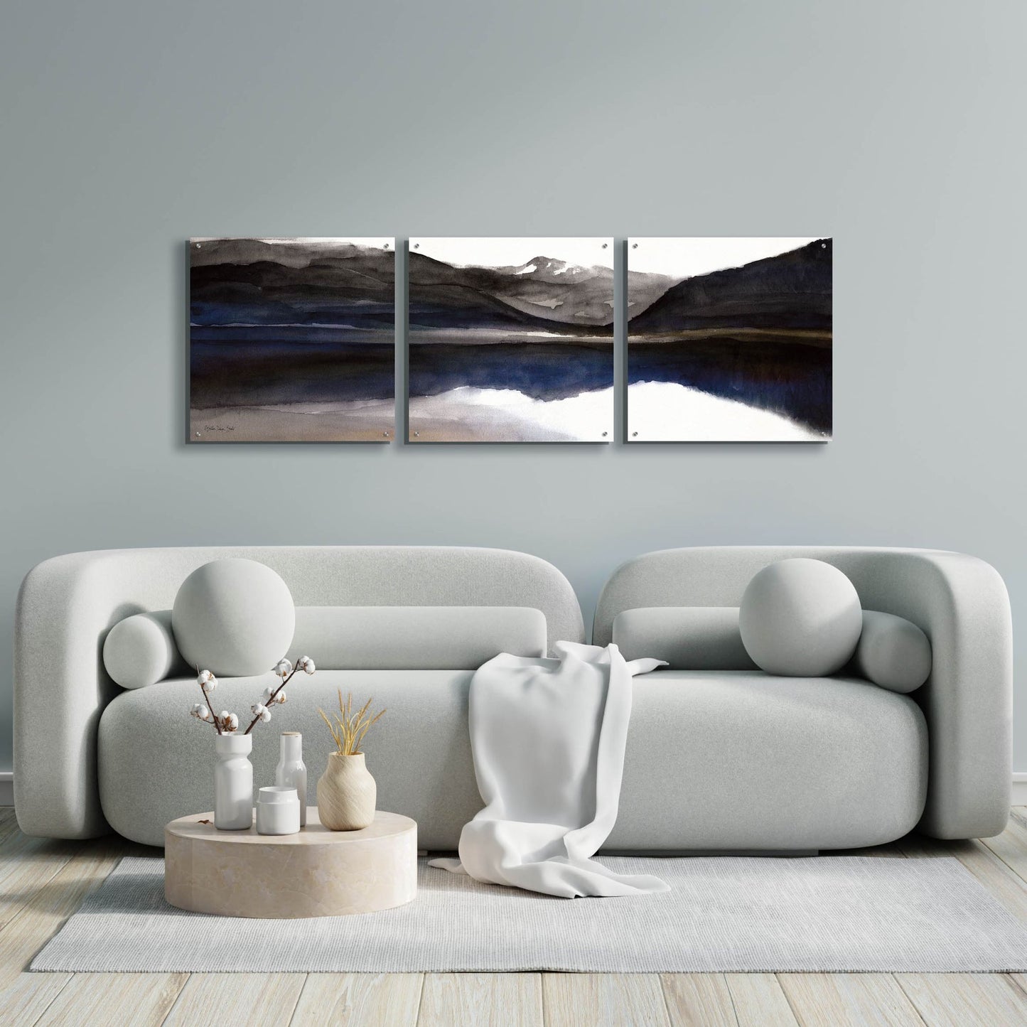 Epic Art 'Reflection Lake 1' by Stellar Design Studio, Acrylic Glass Wall Art, 3 Piece Set,72x24