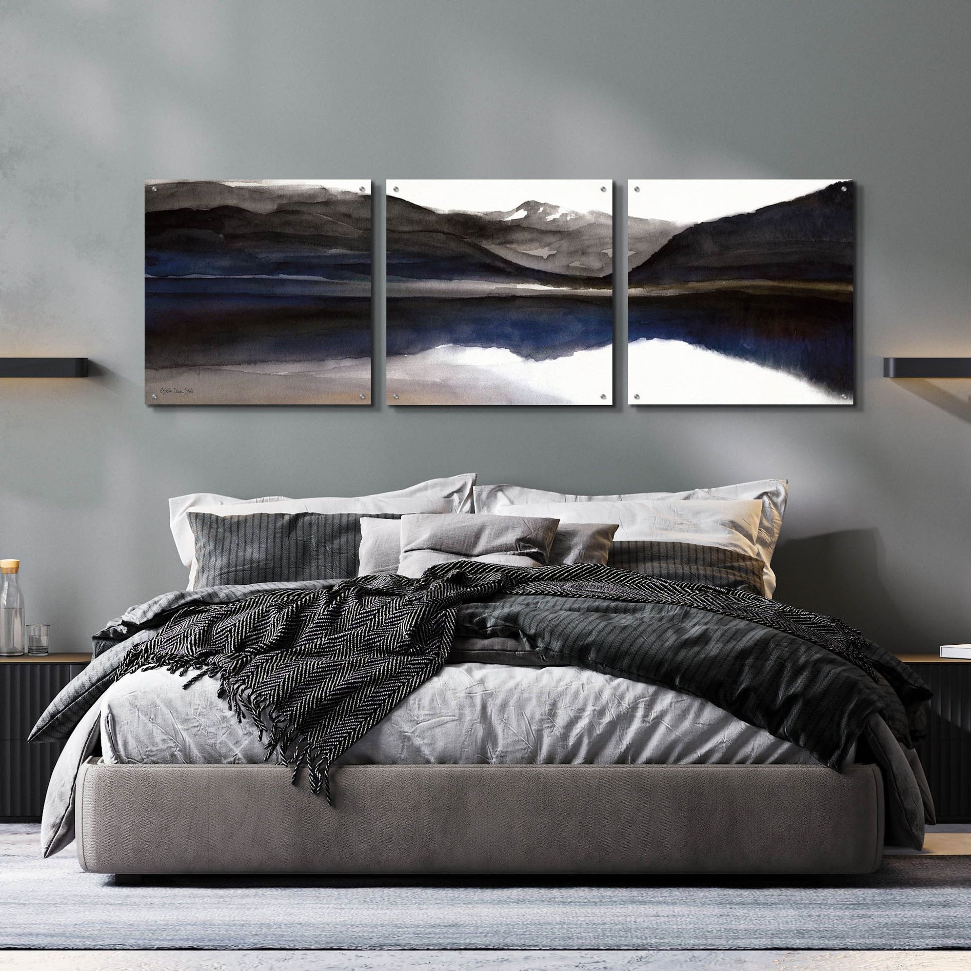 Epic Art 'Reflection Lake 1' by Stellar Design Studio, Acrylic Glass Wall Art, 3 Piece Set,72x24