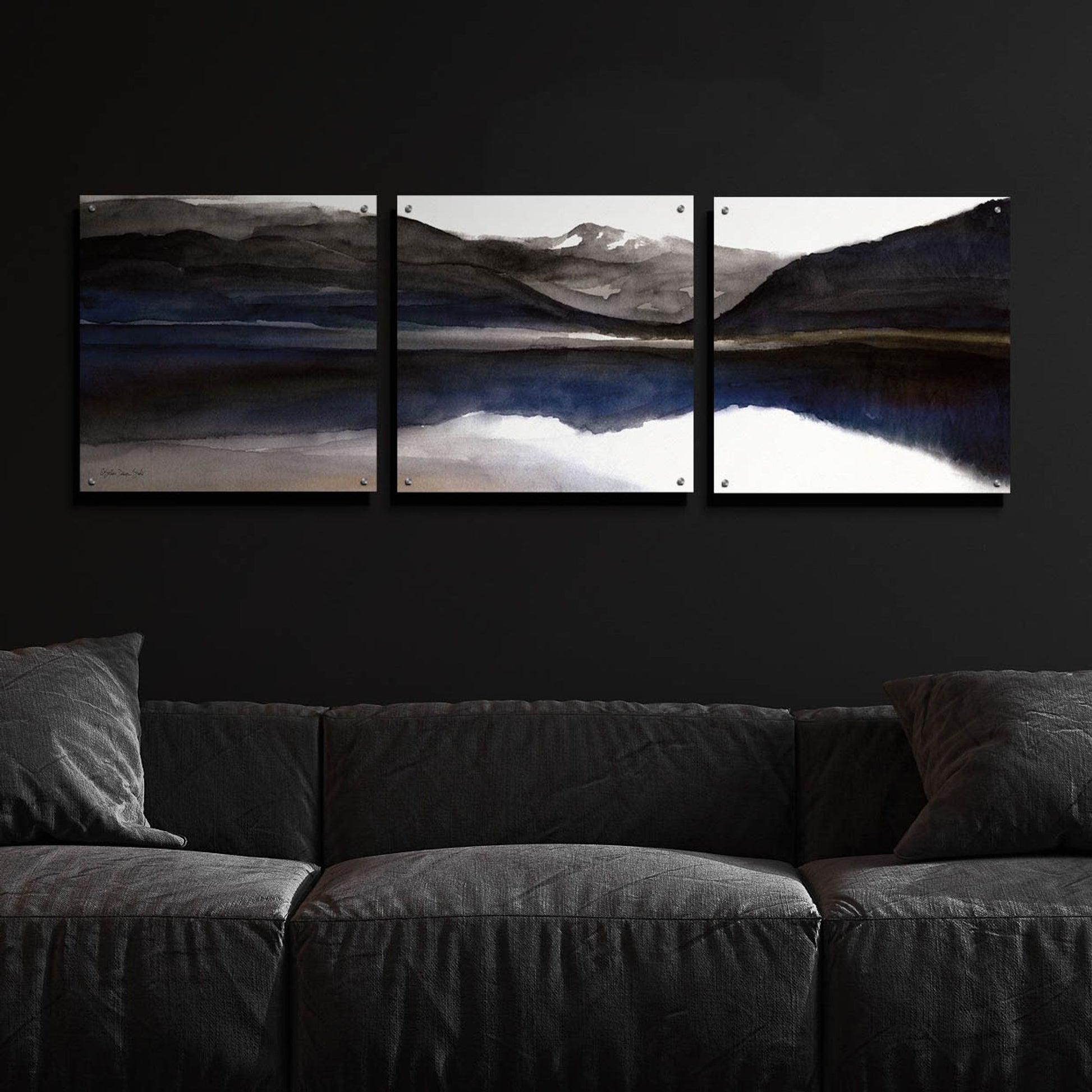 Epic Art 'Reflection Lake 1' by Stellar Design Studio, Acrylic Glass Wall Art, 3 Piece Set,72x24