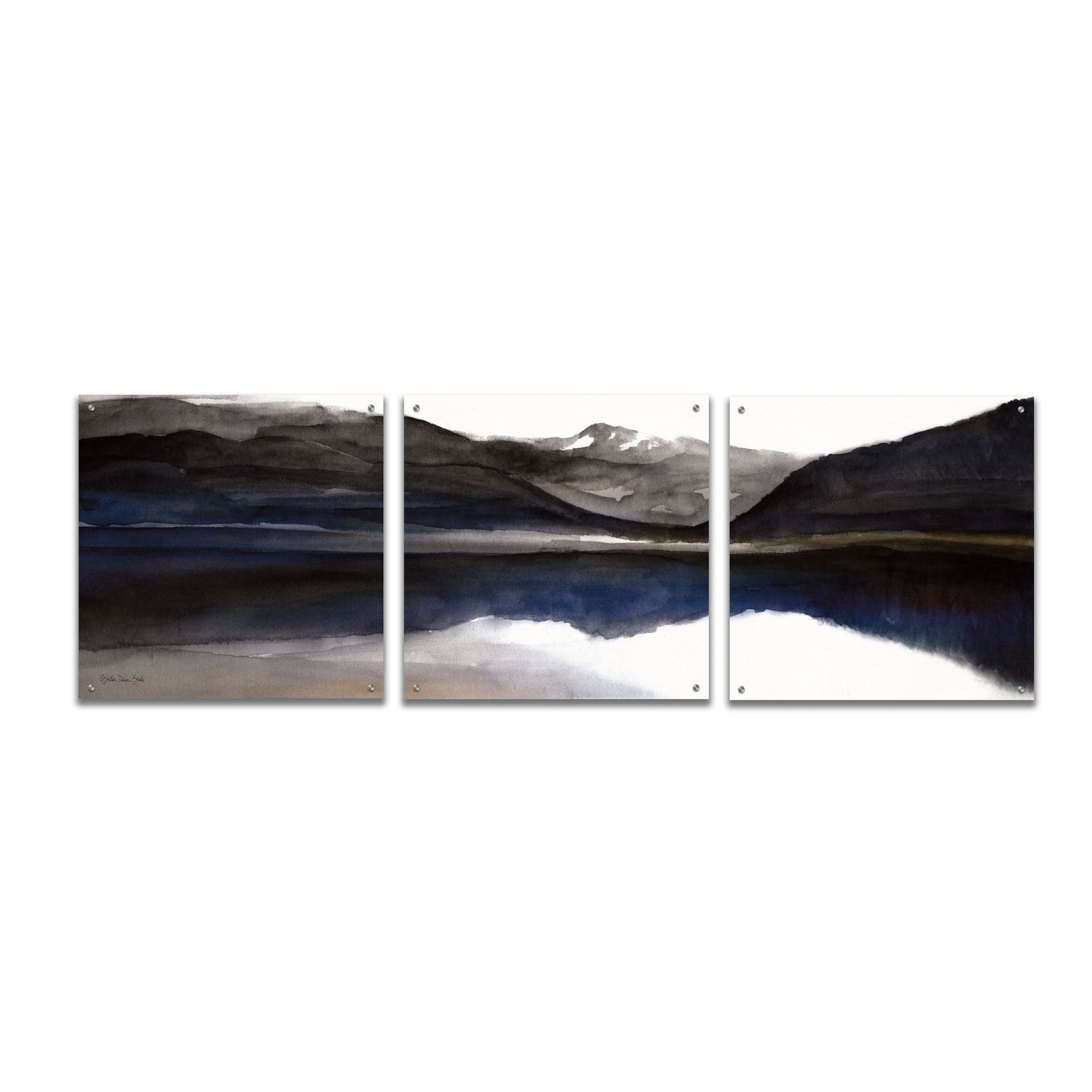 Epic Art 'Reflection Lake 1' by Stellar Design Studio, Acrylic Glass Wall Art, 3 Piece Set