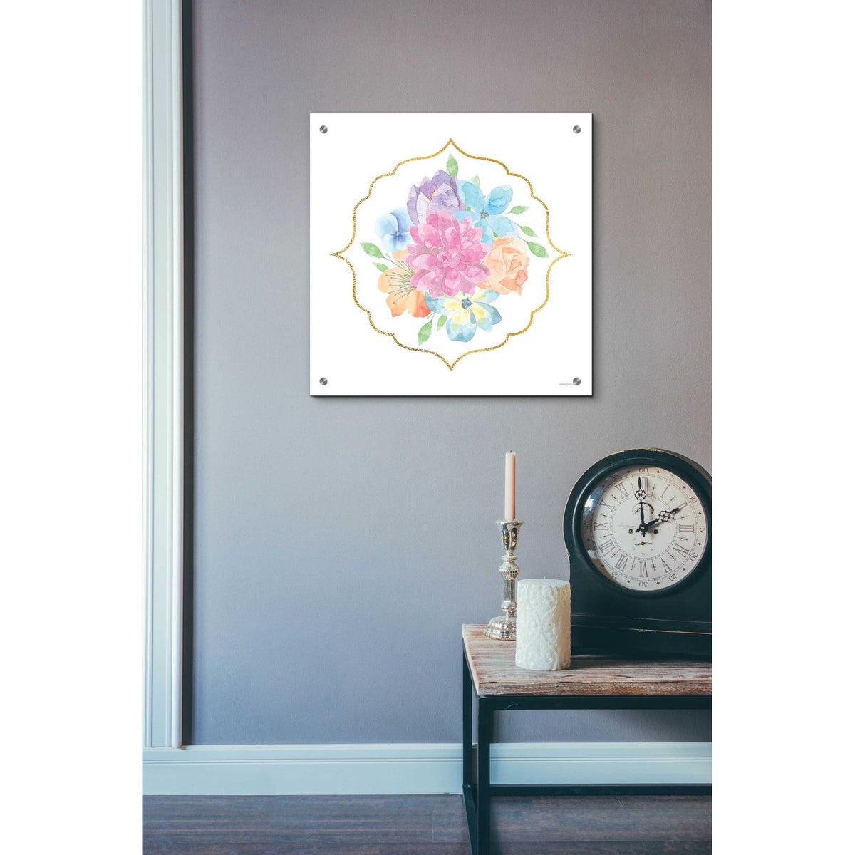 Floral Center Flower by Bluebird Barn - 24x24 acrylic wall art in a room