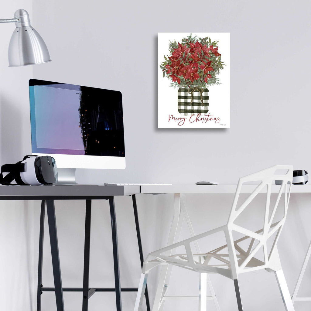 Merry Christmas Poinsettia by Cindy Jacobs - 12x16 acrylic wall art in a room