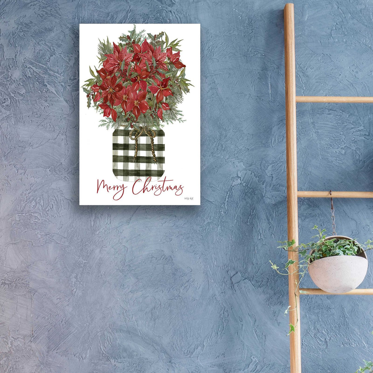 Merry Christmas Poinsettia by Cindy Jacobs - 16x24 acrylic wall art in a room
