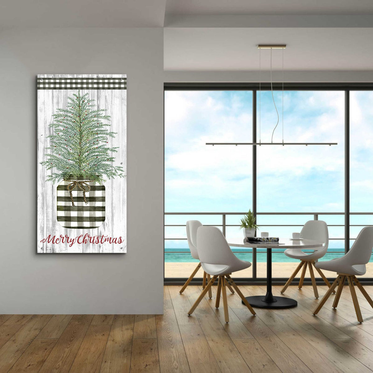 Merry Christmas Buffalo Plaid Jar & Tree by Cindy Jacobs - 24x48 acrylic wall art in a room
